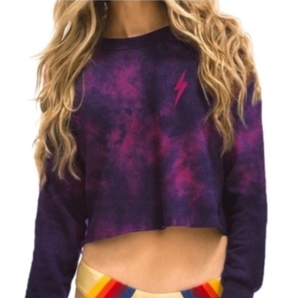 Aviator Nation Tops - Aviator Nation Cropped Sweatshirt Tie Dye